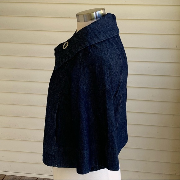 Sandro Denim Blue Jacket Cropped Dark Wash 3/4 Sleeve Petite Small *read - Picture 5 of 7